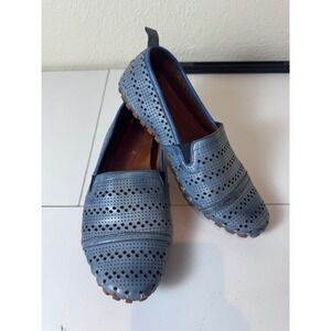 Spring Step Perforated Leather Loafers 36 6 5.5 Blue Breathable Lightweight Boho